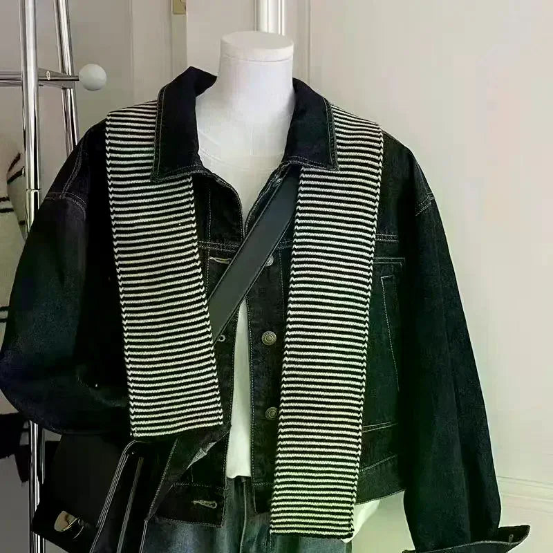 Black & White Striped Knit Scarf – Women's Winter Shawl Wrap