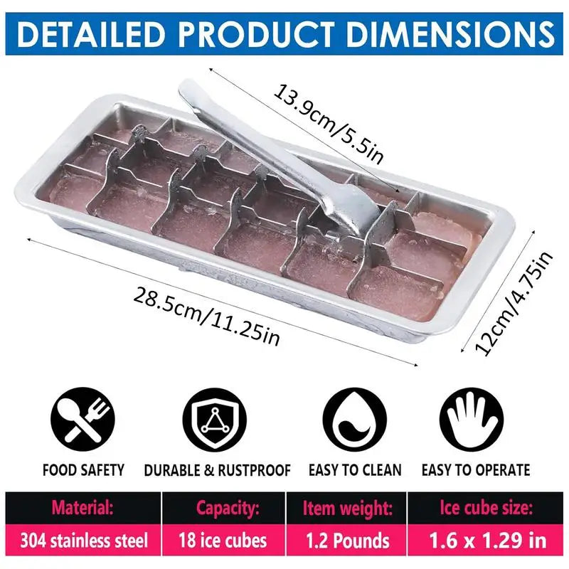 Stainless Steel Ice Cube Tray Stainless Steel Ice Cube Maker Freezer Square Ice Cube Mold tool Making for Milk and Drink Cooling Oasis Select
