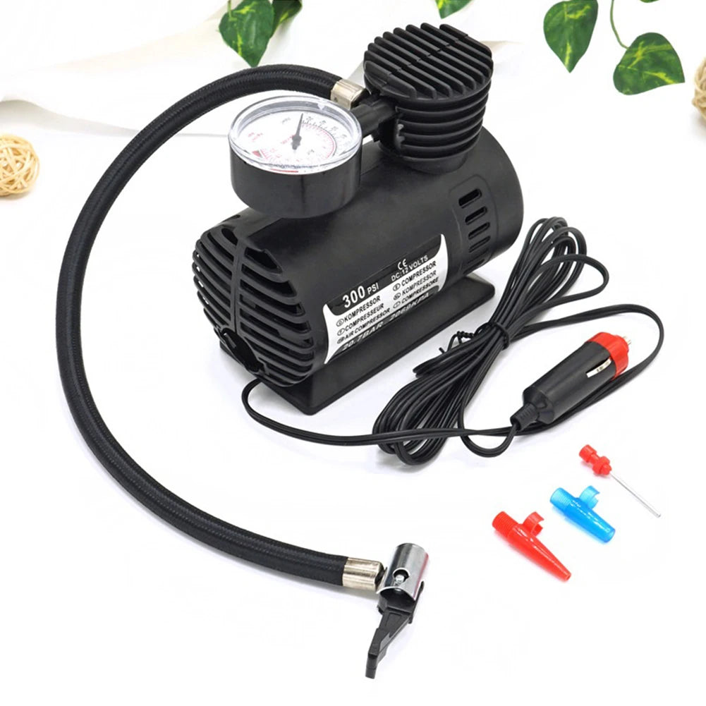 60W Electric Air Pump 12V-24V 300 PSI Car Air Compressor Portable Cigarette Lighter Inflator For Cars Bicycles Motorcycles Kay Oasis Select