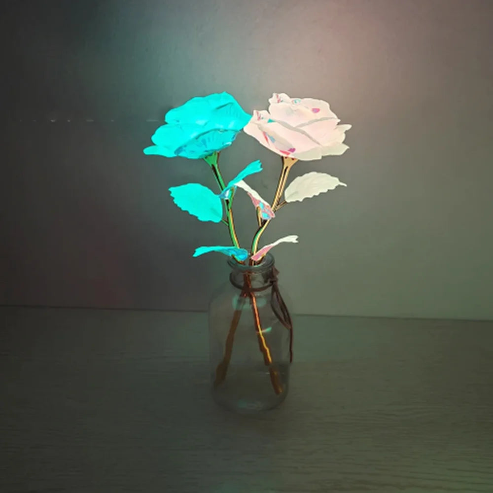 2024 Luminous Rose Valentine's Day Present Gifts Eternal Rose Flower Simulation 24k Gold Foil Rose Mother's Day Gifts Oasis Select