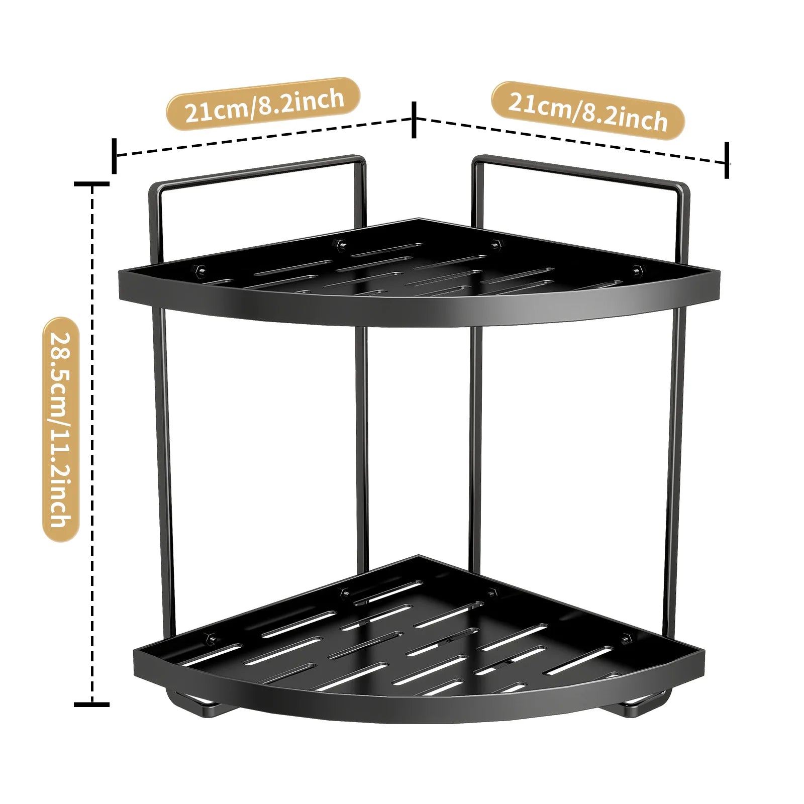 Light luxury desktop dresser rack, bathroom triangular shelf, double-layer hand wash countertop, cosmetic storage rack Oasis Select black