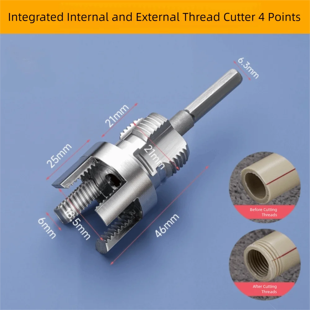 4/6 Points PVC Pipe Threader Kit Internal/External Thread Fast PPR Water Pipe Opener Tap Thread Tap Waterpipe Tapping Tool Oasis Select 4 Points