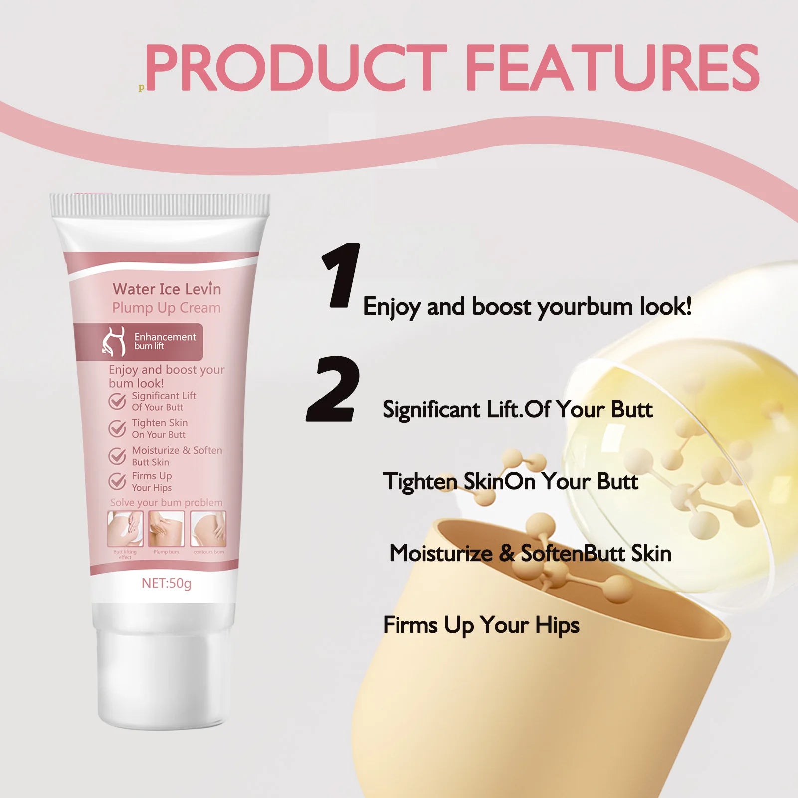 Hyaluronic Acid Butt Lifting & Firming Cream – 50g Body Firming Cream Oasis Select