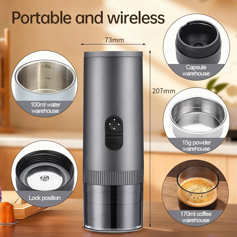 Portable 3-in-1 Espresso Machine 20 Bar USB Car & Camping