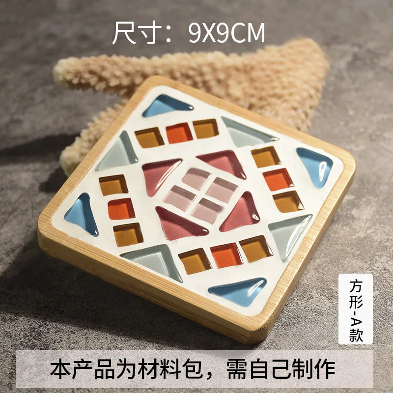 Mosaic Coasters DIY Creative Children's Handmade Material Pack Event New Year's Easter Handmade Diy Gifts Oasis Select Square K 9 9cm
