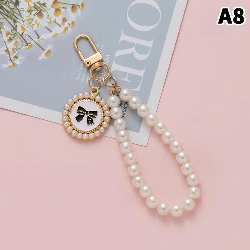 Pearl Flower Keychain Charm – Beaded Bag & Phone Pendant Keychain Charm Oasis Select A8