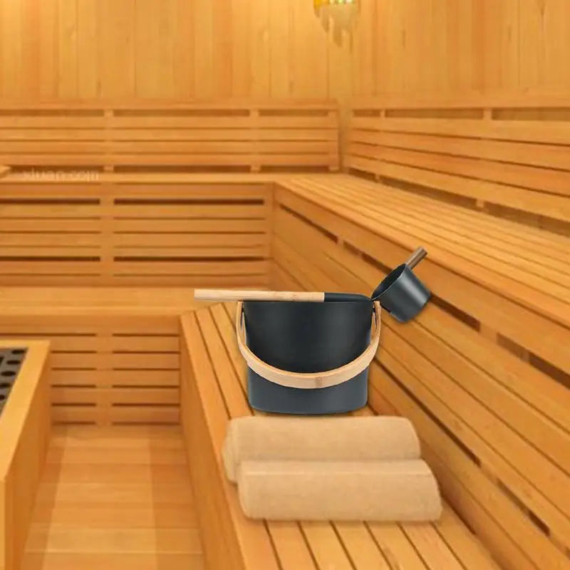 Sauna Bucket Hotel Portable Tool Luxurious Sauna Bucket Long Handle Spoon Bathroom Practical For Shower Bath Accessories Oasis Select