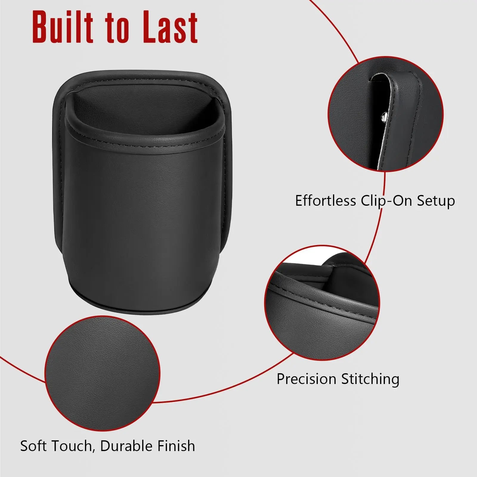 PU Leather Car Cup Holder – Clip-On Seat & Door Organizer