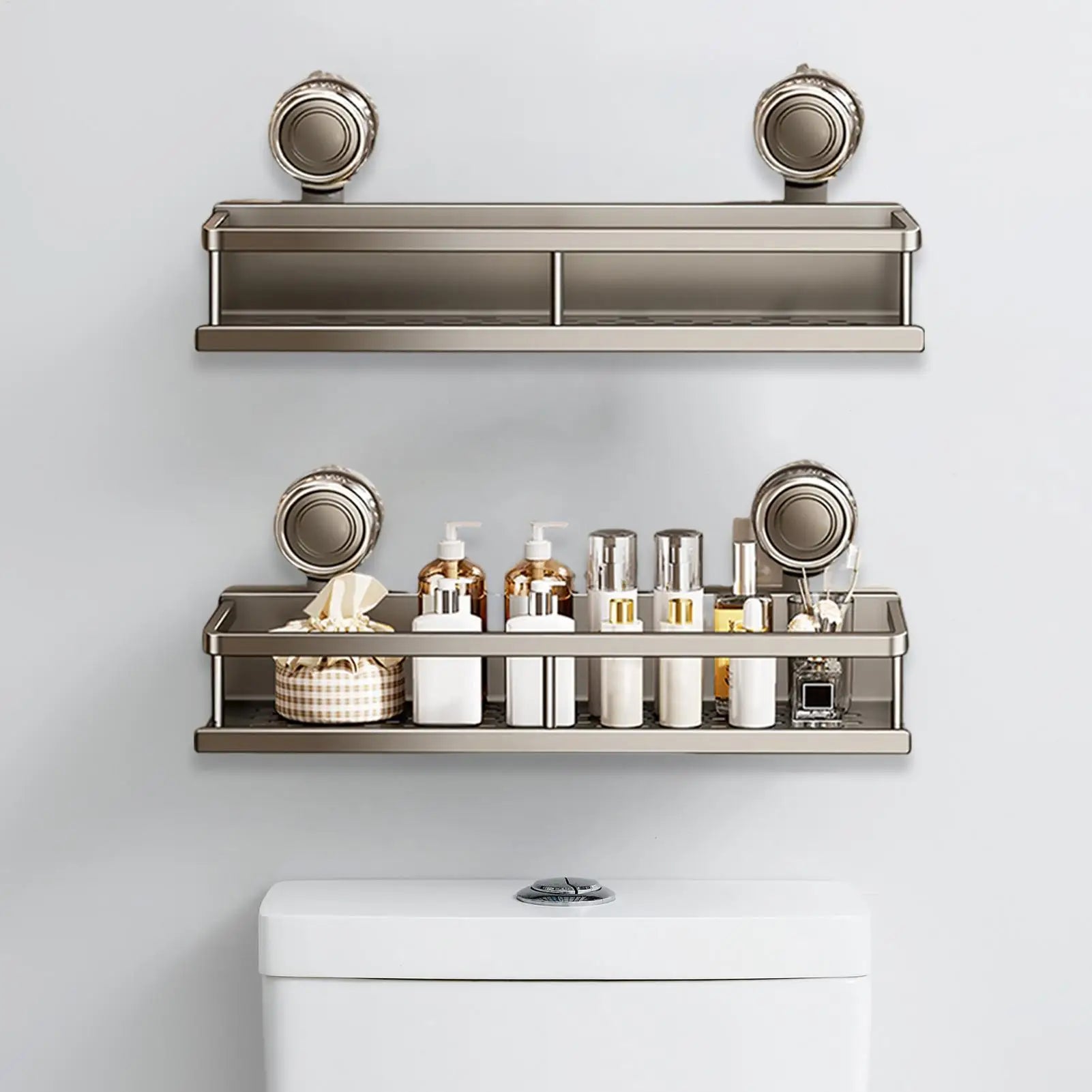Suction Cup Shower Shelf No Drilling Shelves Wall Storage Space Saving Solution for Apartment Kitchen Restroom Living Room Home Oasis Select