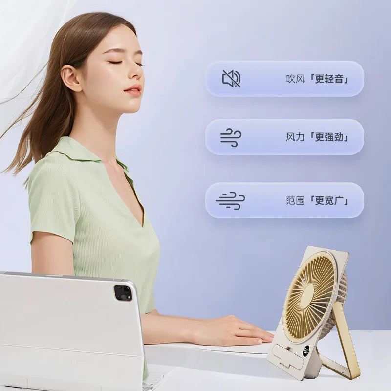 Portable 5-Speed Desktop & Hanging Fan – USB Rechargeable