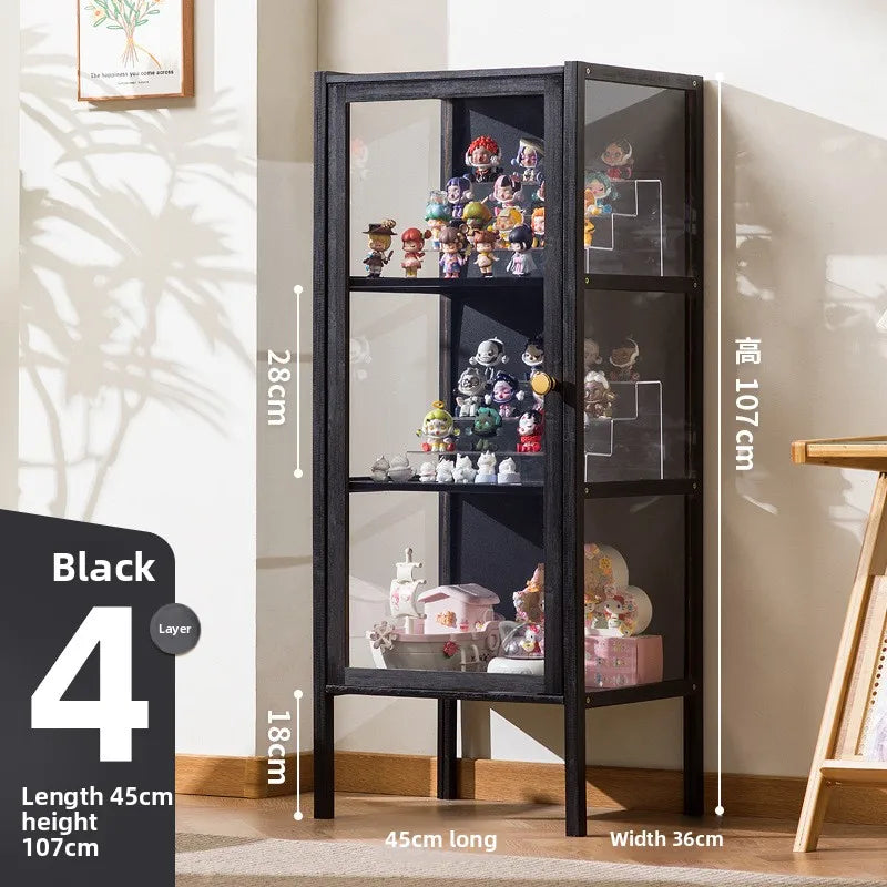 Figure Display Cabinet Household Dustproof Acrylic Transparent Model Toy Display Cabinet Ornament Rack Oasis Select Black four layers