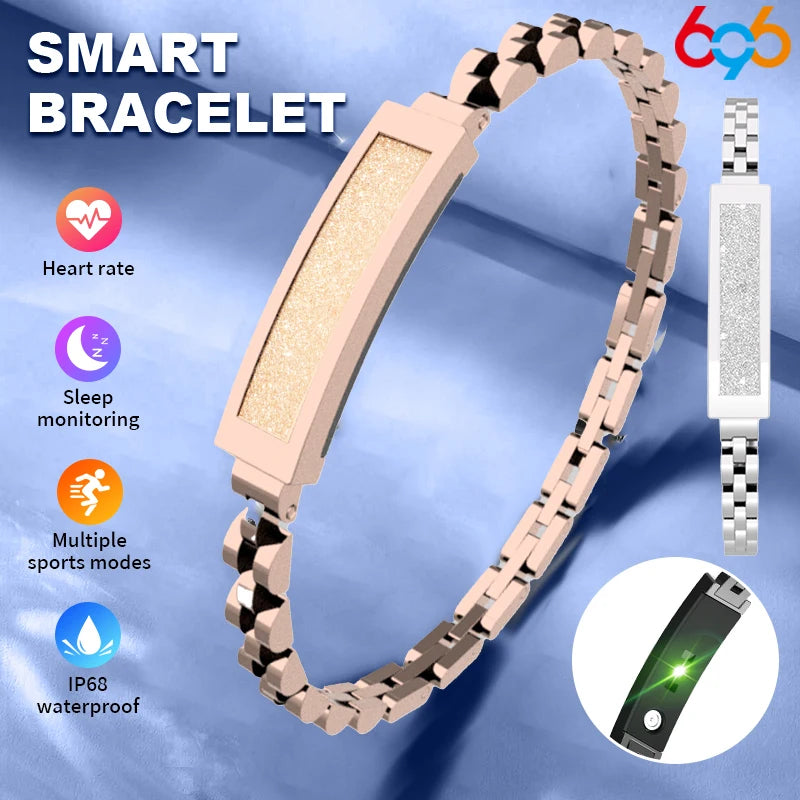 Ultra Thin Wristband Lady Waterproof Smart Chain Bracelet For Women Bluetooth Connected APP Sleep Heartrate Monitor Multi Sports Oasis Select