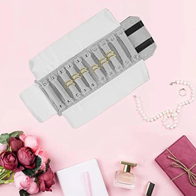 Ring Storage Roll Bag Portable Jewelry Case Large Capacity Jewelry Holder Necklaces Bracelets Case Oasis Select