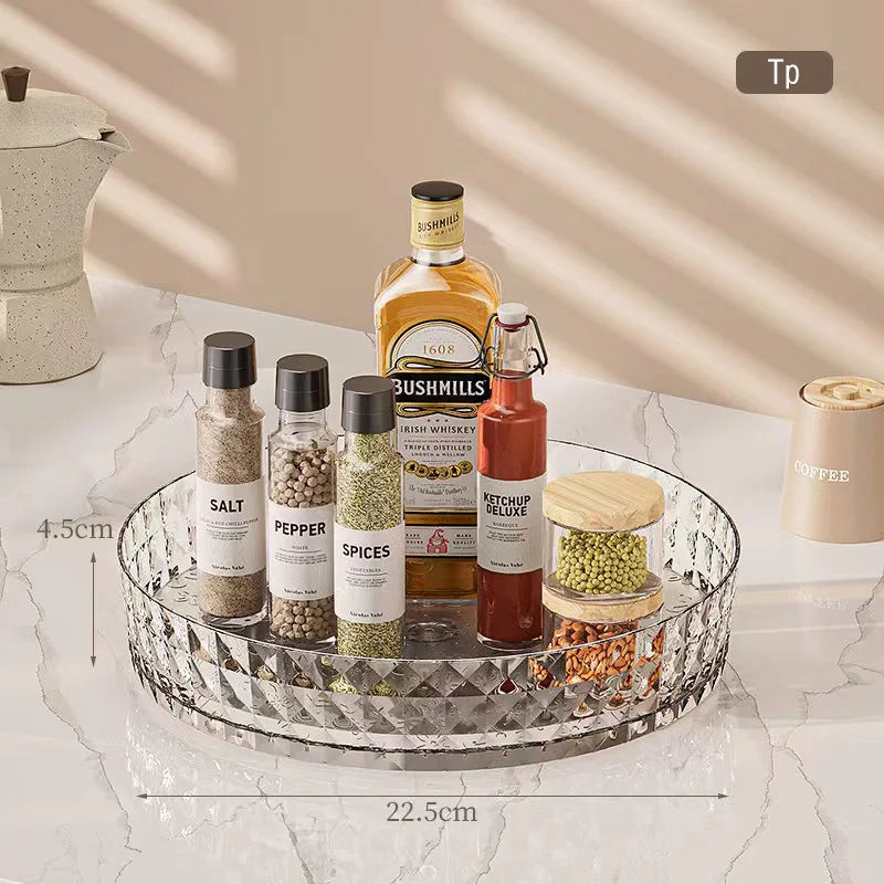 360 Rotating Seasoning Storage Rack Multifunction Pantry Cabinet Turntable for Cosmetics Kitchen Accessories Organizer Tray Oasis Select Transparen CHINA