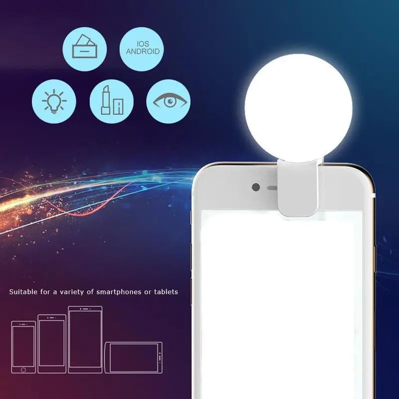Mobile Phone LED Selfie Ring Light Portable Mini Durable Practical Three Stop Dimming Circle Photography Clip Fill Light Oasis Select