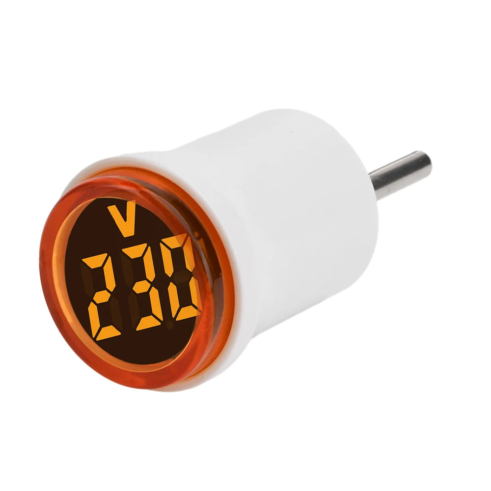 LED Digital Voltmeter AC 50-500V Round Mini Voltage Meter Red/White/Blue/Green/Orange Voltage Tester Voltage Monitor EU Plug Oasis Select Orange