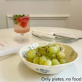 1PCS Ceramic Salad Bowl Hand Pinched Irregular Ins Korean Style Cream Yellow Yogurt Bowl Oatmeal Breakfast Plates Flower Bowl Oasis Select Blue