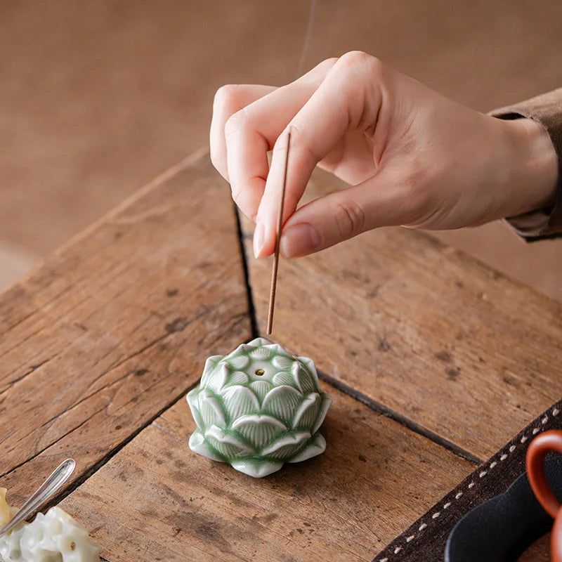 Lotus Incense Holder Incense Tray Tea Pet Tea Table Ornament Incense Burner Ceramic Aromatherapy Burner Incense Plate Chinese Oasis Select