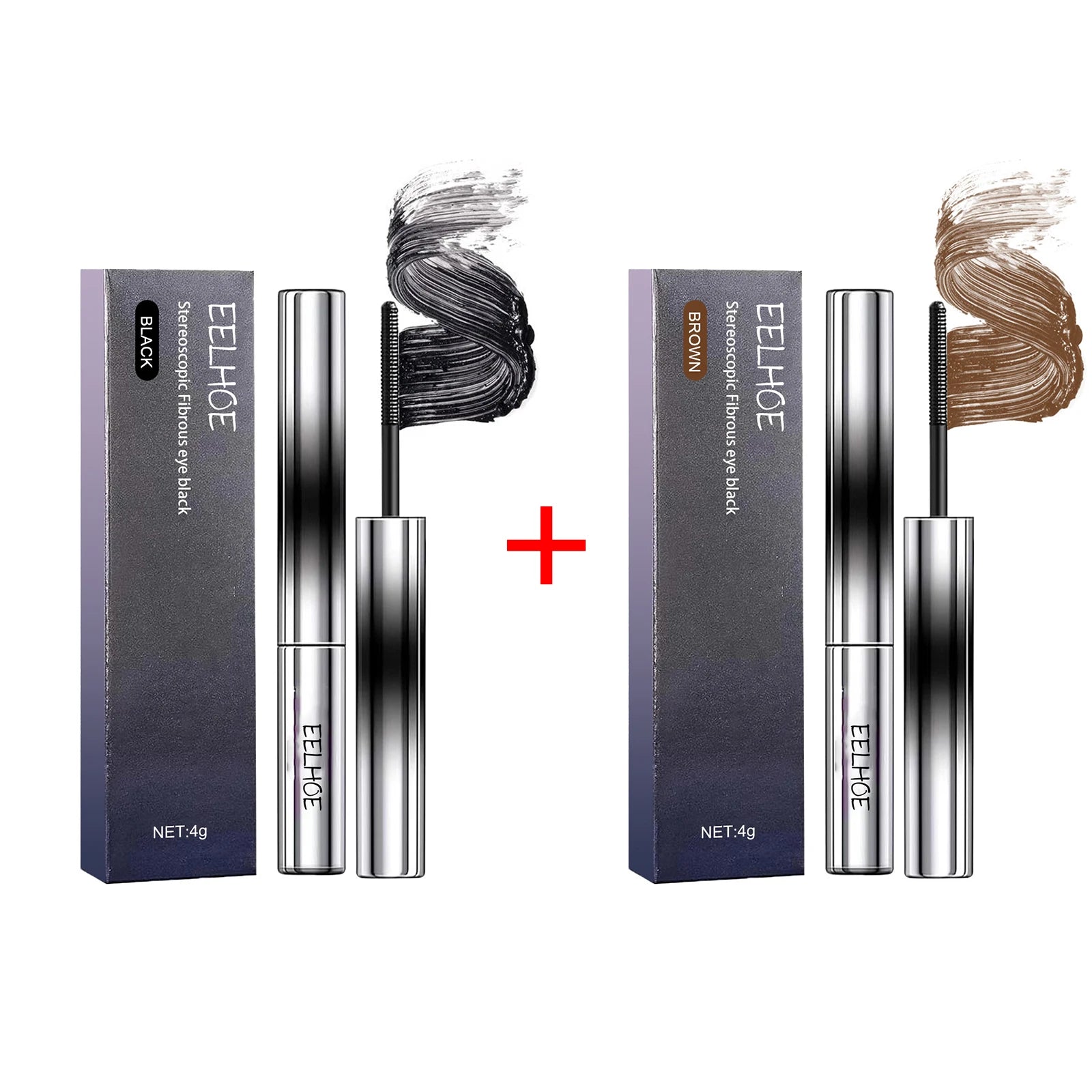 EELHOE Silk Fiber Mascara – Curling, Lengthening, Waterproof 4g Waterproof Mascara Oasis Select black and brown