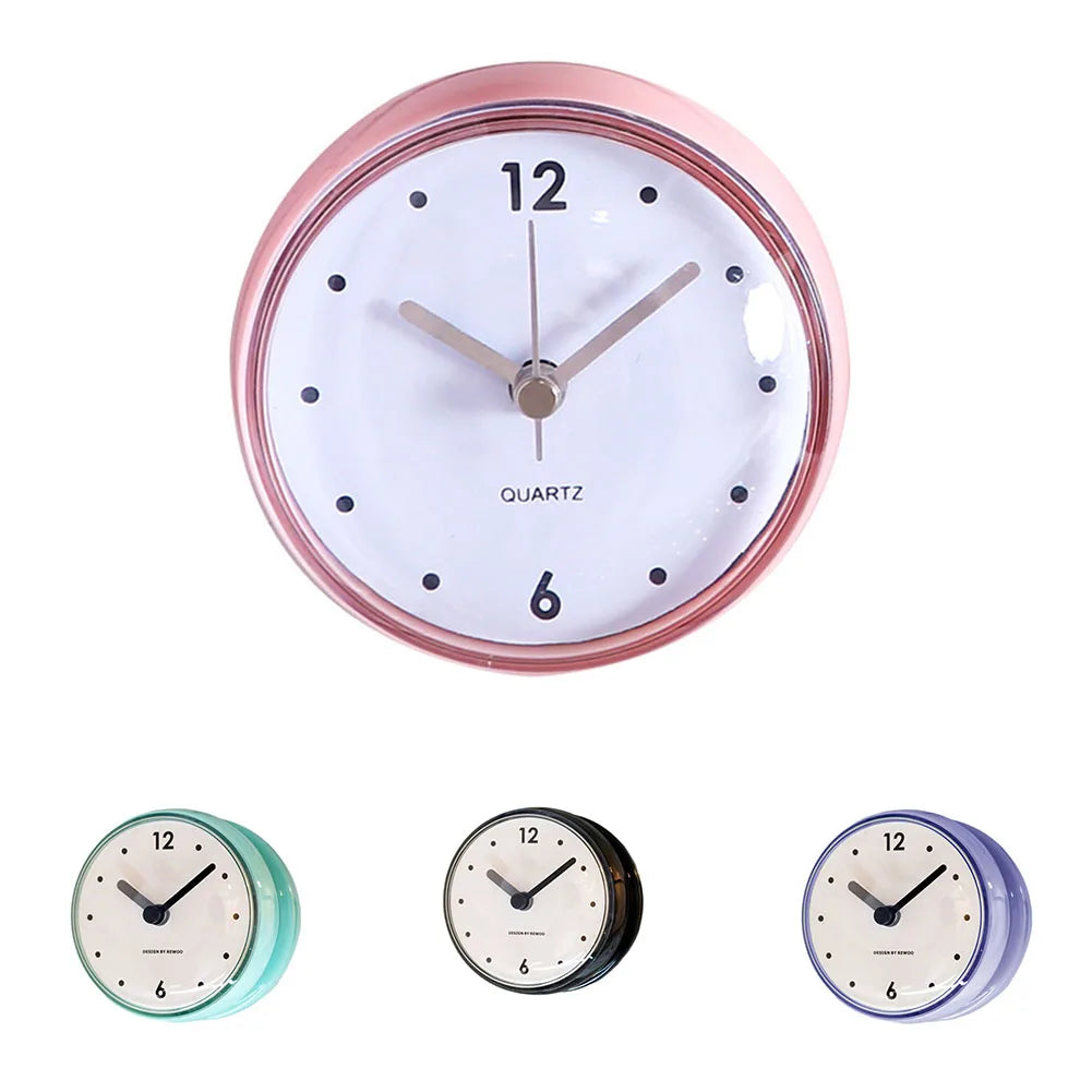 Waterproof And Anti-Fog Design Sucker Wall Clock Plastics 75x75mm Silent Quartz Clocks Sucker Wall Clock For Kitchen Bathroom Oasis Select