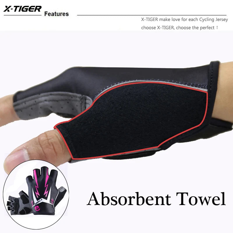 X-TIGER Sports Cycling Gloves Half Finger Women MTB Bike Gloves Running Fitness Gym Riding Motorcycle Bicycle Gloves Oasis Select