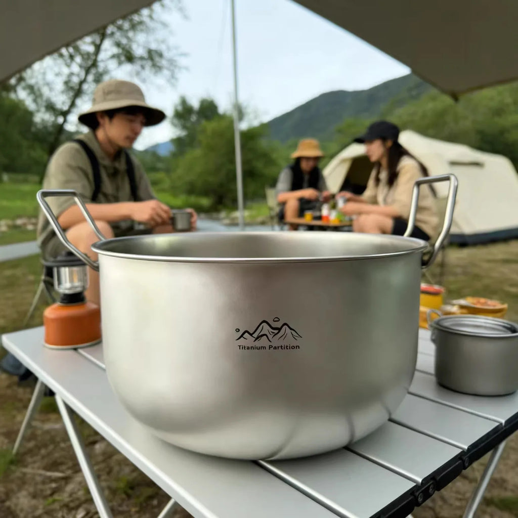 Ultralight Titanium Camping Soup Pot, Portable Foldable Bowl Handle Backpacking Pot for Hiking Trekking Picnic Fishing Cooking Oasis Select