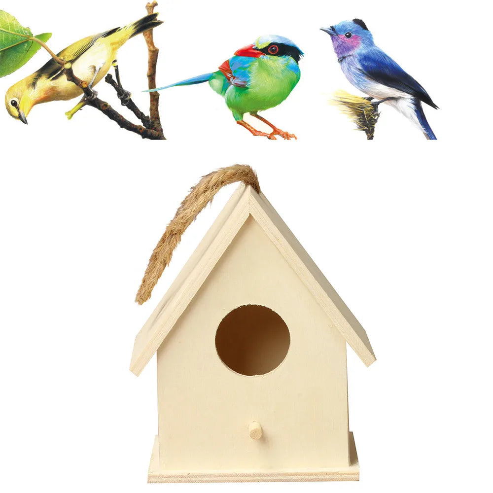 Wooden Hanging Birdhouse – Outdoor Garden Bird Nest Box Hanging Birdhouse Oasis Select