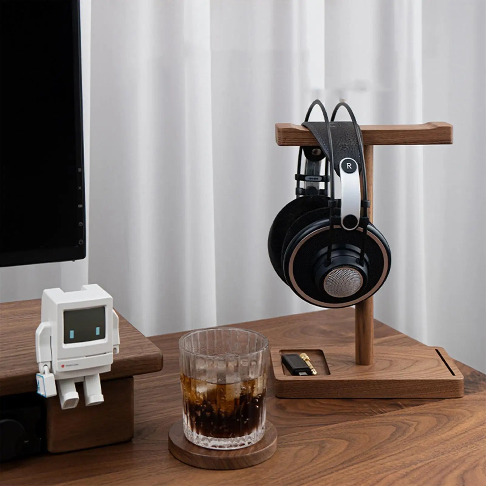 Wooden Headphone Stand Walnut Headphone Rack Rustic Desktop Headphone Hanger Universal Headphone Holder for Most Music Game Oasis Select