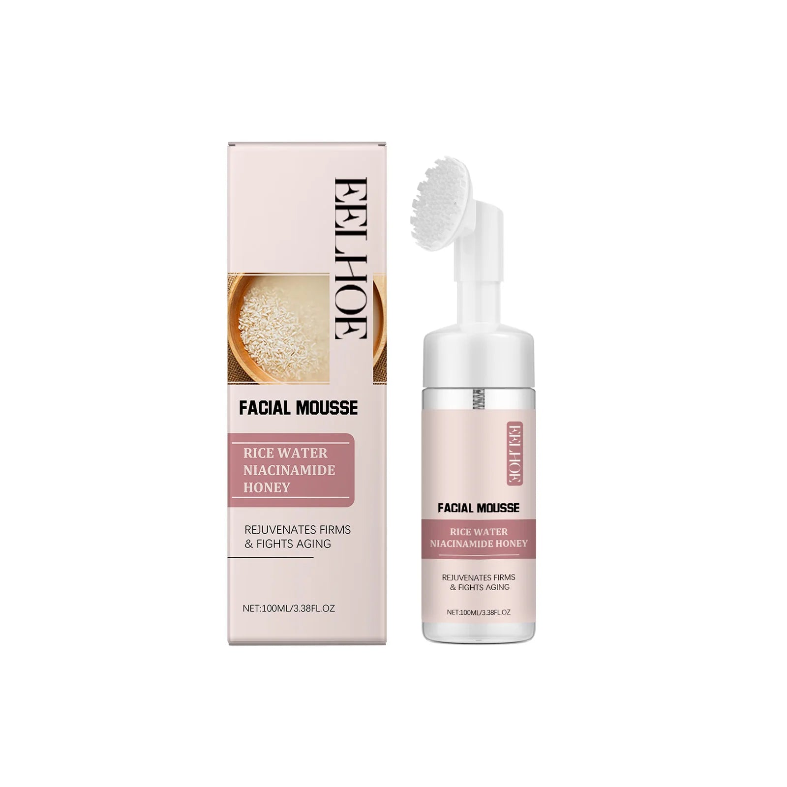 Rice Water Cleansing Mousse Oil Control Deep Cleaning Pores Moisturizing Brightening Soothing Rejuvenation Foam Face Wash Care Oasis Select 100ml Boxed