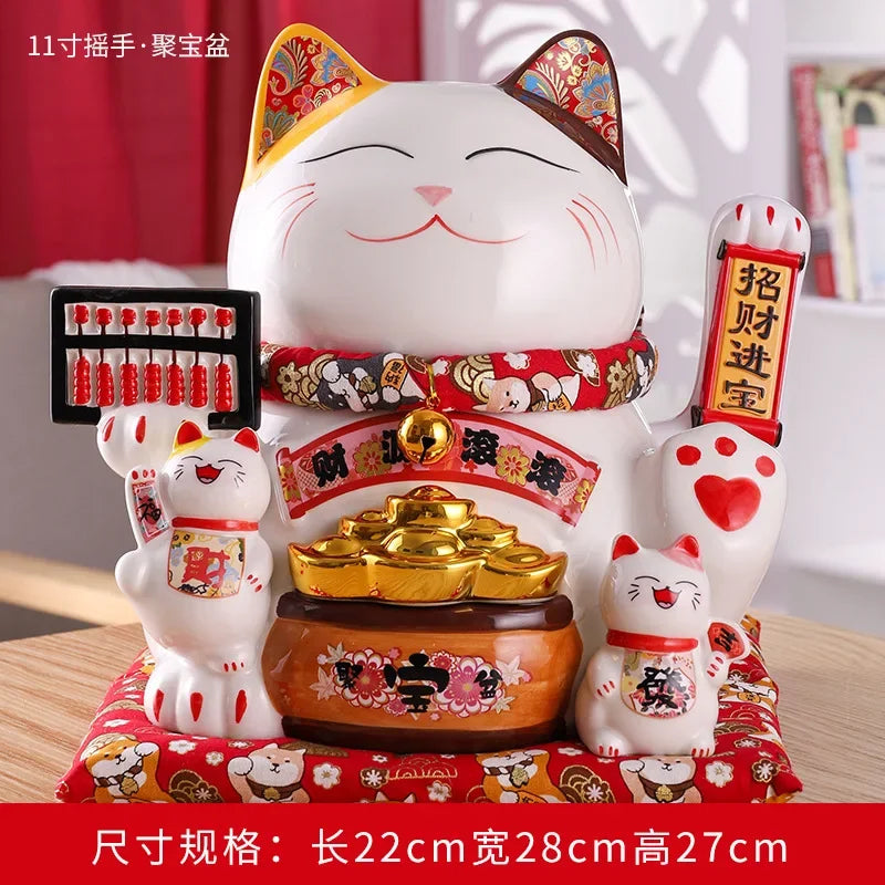 11-inch Lucky Cat Shaking Hand Ornaments Large Electric Cashier Home Store Opening Gift Ceramic Ornaments Oasis Select 9 26cm x 22cm