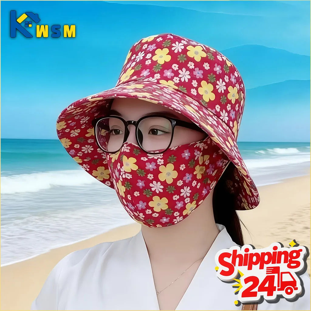 1-2PCS Women‘s Sun Hat with Face Mask UV Protection Summer Cycling Cap Breathable Quick Dry Outdoor Hiking Visor Oasis Select