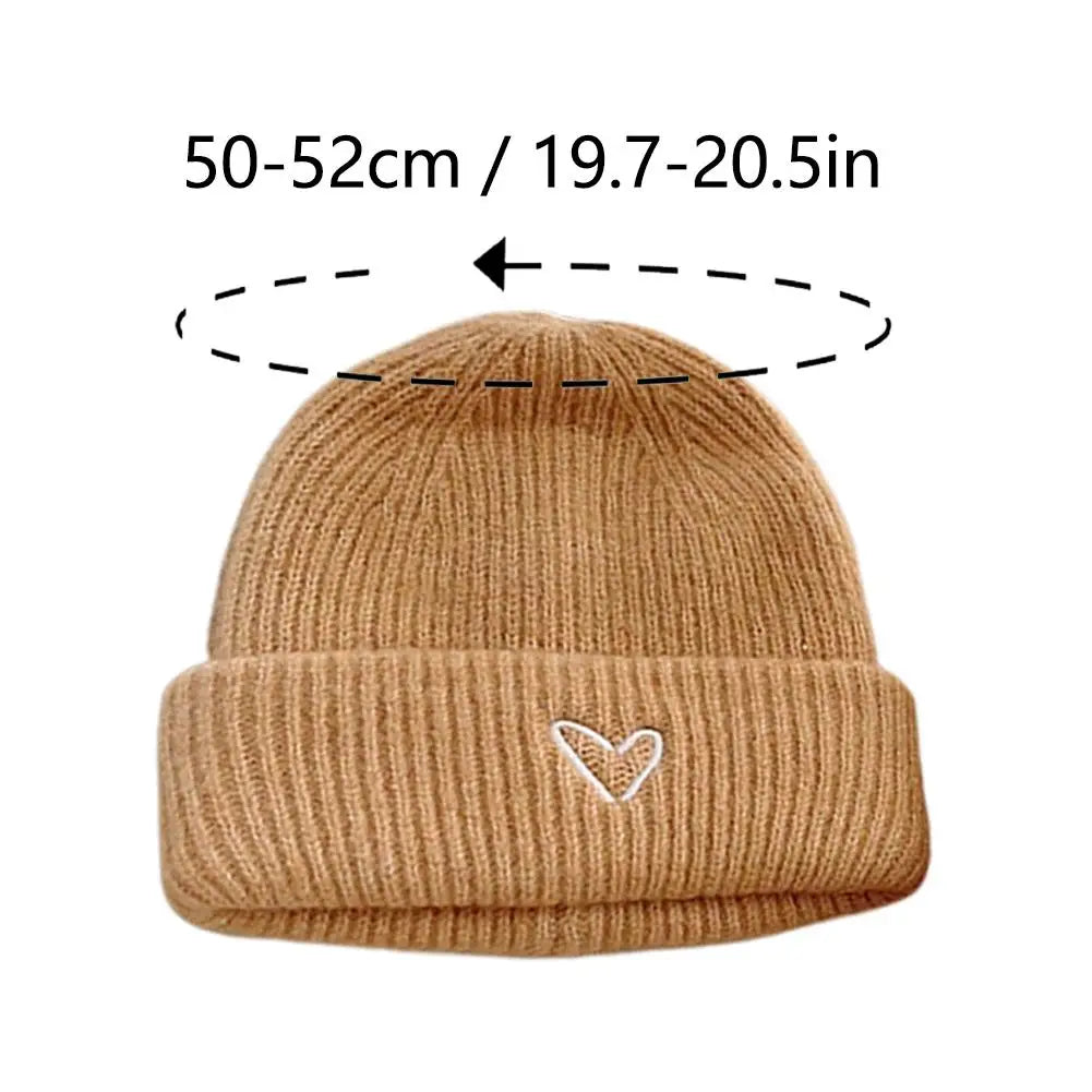 Winter Warm Solid Color Kids Knitted Hat Scarf Love Heart Embroidery Autumn Baby Beanie Outdoor Anti-cold Boys Girls Cap Scarves Oasis Select