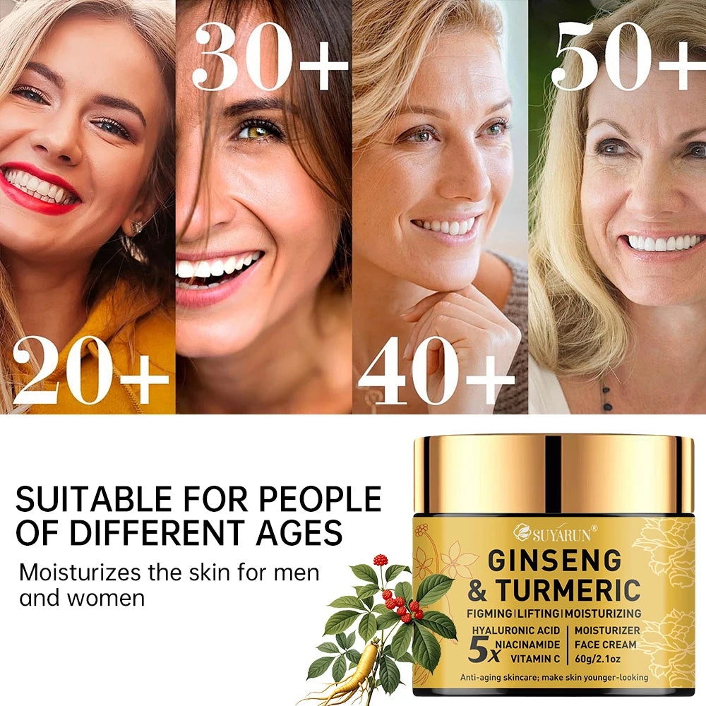 SUYARUN Ginseng Turmeric Face Cream - Anti-Aging Brightening Moisturizer, Natural Skincare for All Skin Types. Oasis Select