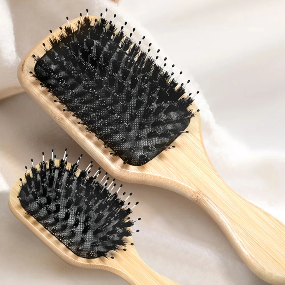 Bamboo Air Cushion Hair Brush – Natural Bristle Detangler Air Cushion Hair Brush Oasis Select