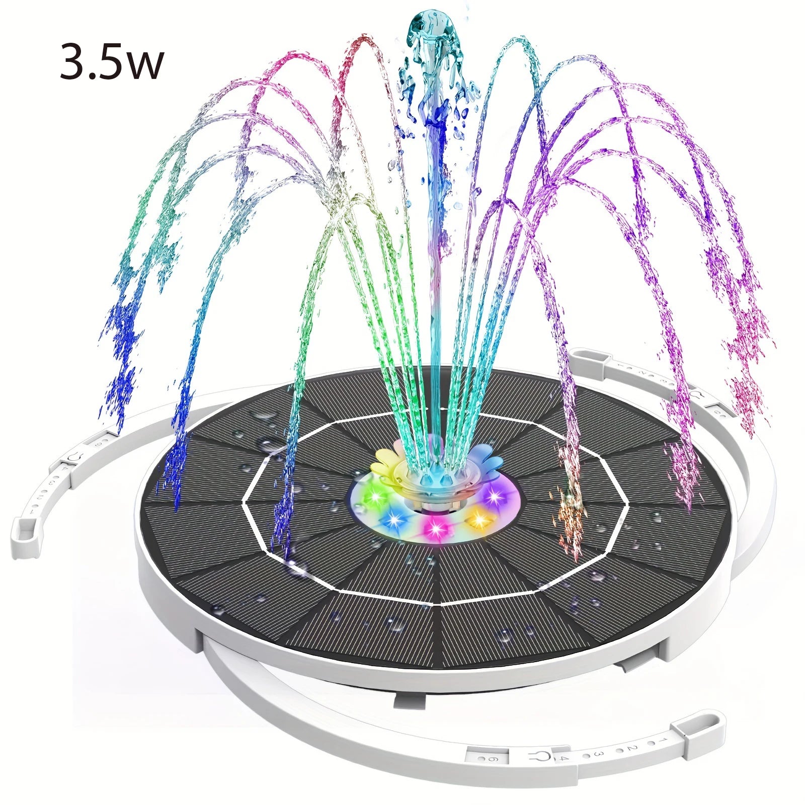 6.5W Solar Fountain Pump Built-in 5000mAh Battery, Solar Powered Water Fountain Pump with LED Lights for Pond, Garden Oasis Select 3.5w