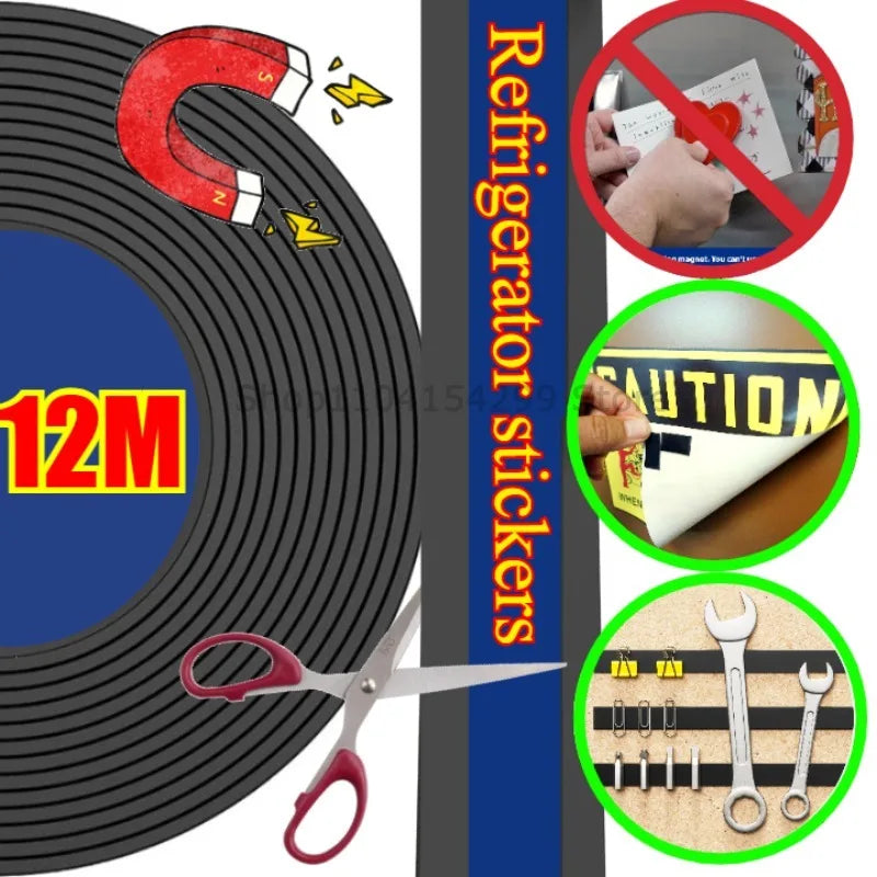 Self Adhesive Magnetic Tape Cuttable Rubber Magnetic Strip for Fridge Wall DIY Photo Poster Fixing Tape Home Office Storage Tool Oasis Select