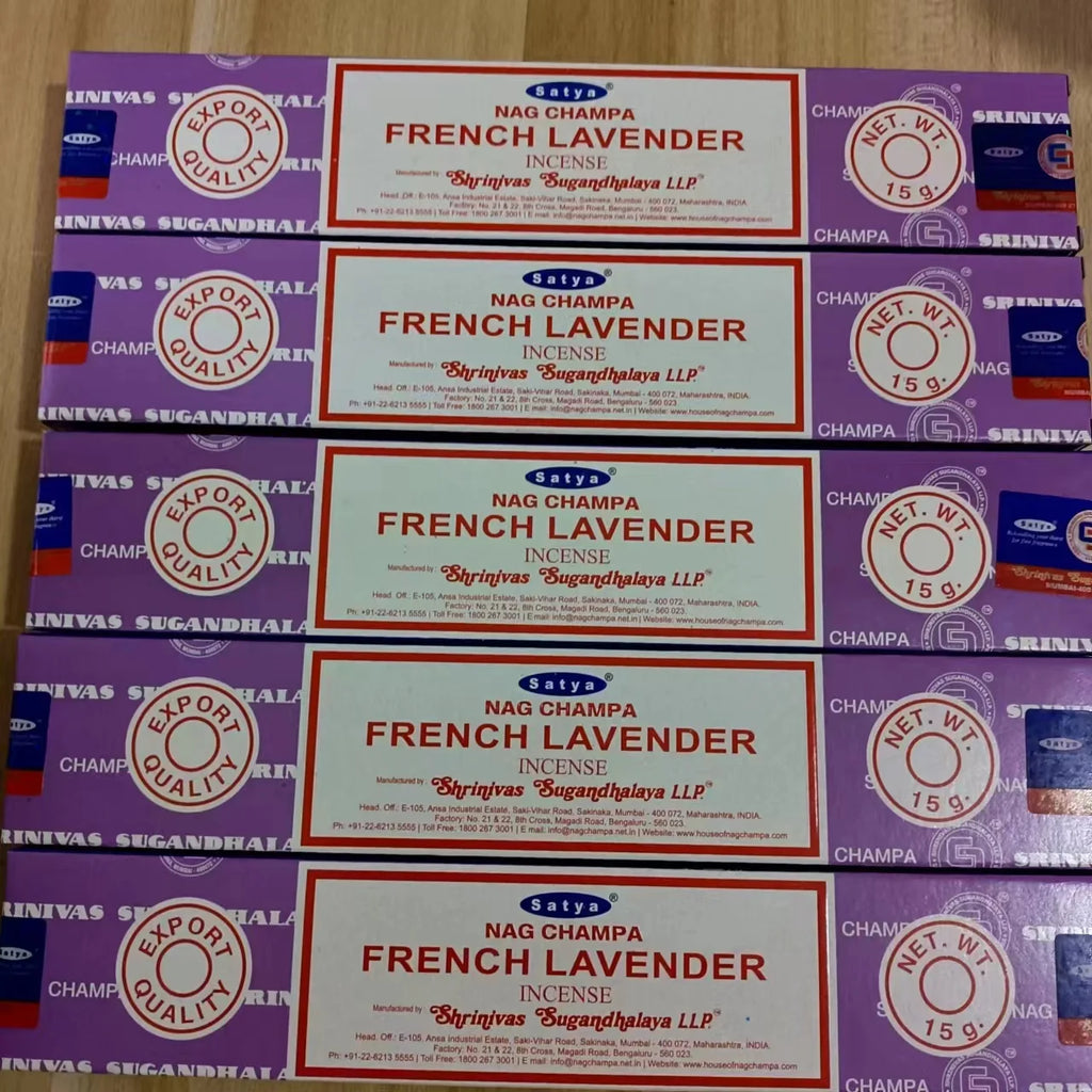 5BOX NAG Champa Incienso Satya Incense Collection Satya Handmade Sticks with Flavors Refreshing Medicinal Aromas Home Fragrances Oasis Select FRENCH LAVENDER 5 small box
