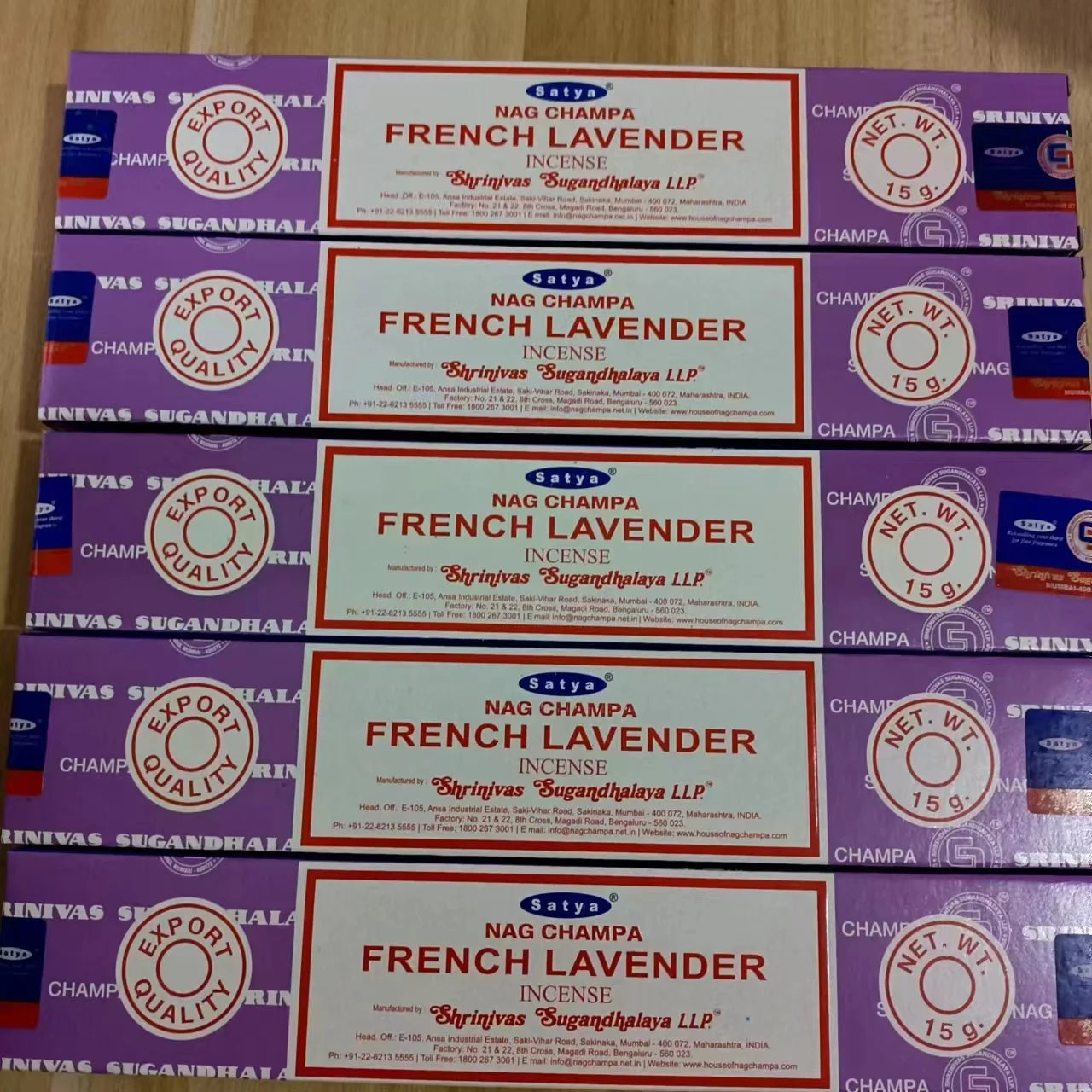 5BOX NAG Champa Incienso Satya Incense Collection Satya Handmade Sticks with Flavors Refreshing Medicinal Aromas Home Fragrances Oasis Select FRENCH LAVENDER 5 small box