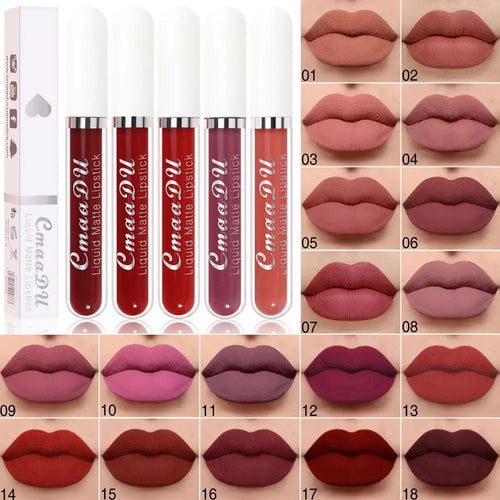 18 Color Waterproof Liquid Matte Lipstick Long Lasting Sexy Red Moisturizing Lip Gloss Velvet Non-Stick Lip Tint Makeup Cosmetic Oasis Select