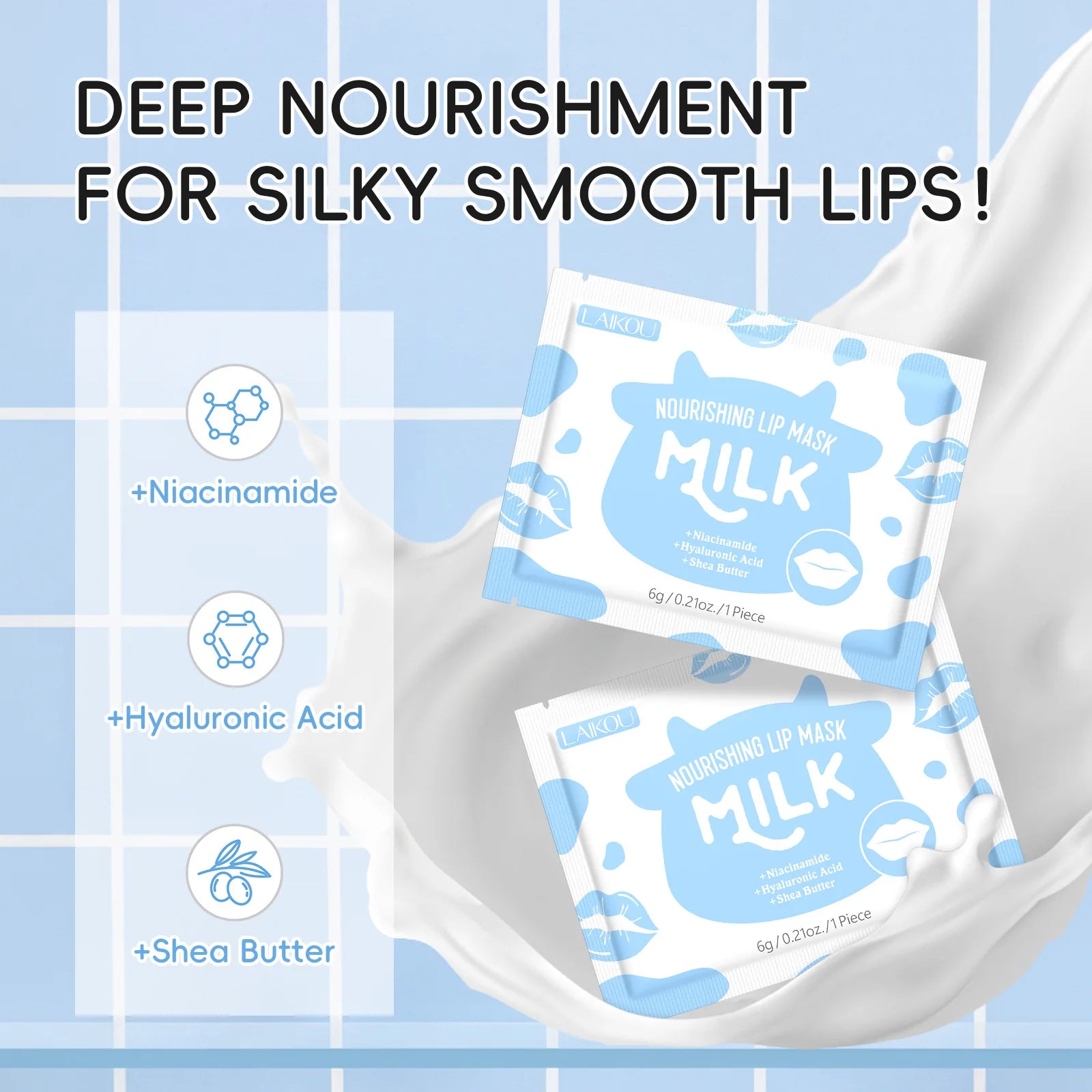 LAIKOU Milk Collagen Lip Mask – Hydrating & Line Repair Collagen Lip Mask Oasis Select