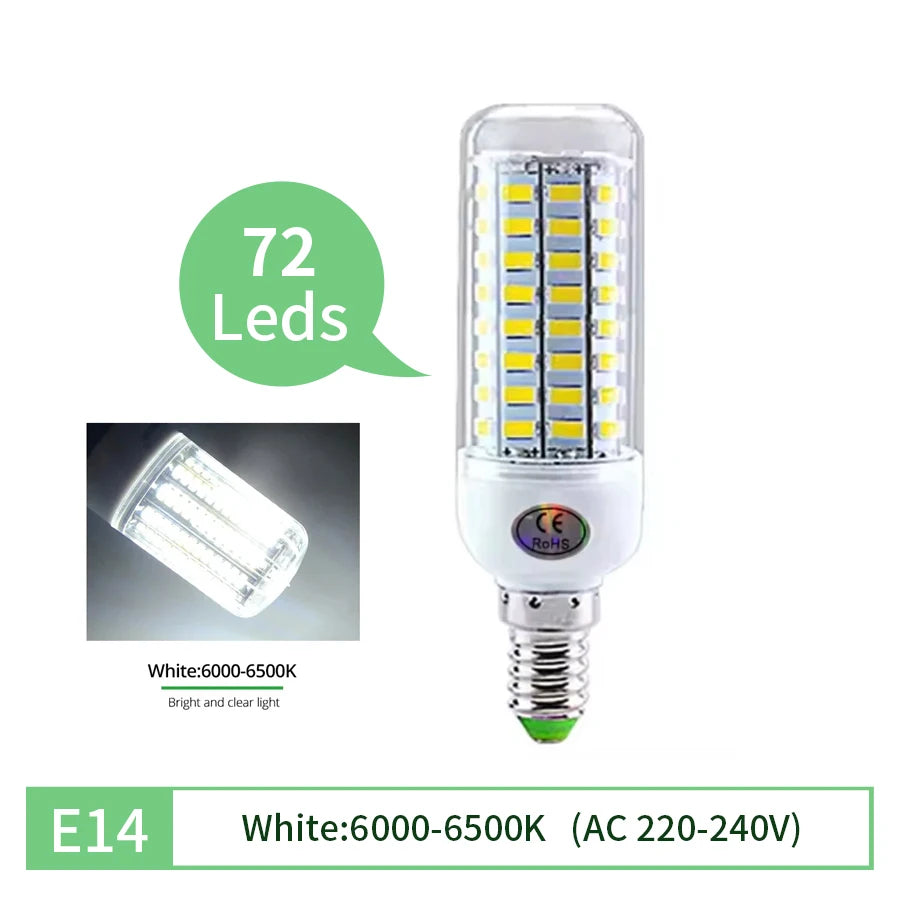 E27 E14 LED Corn Bulb 220V 5730 SMD – Energy Saving 50,000Hr LED Corn Bulb Oasis Select 72leds E14 White