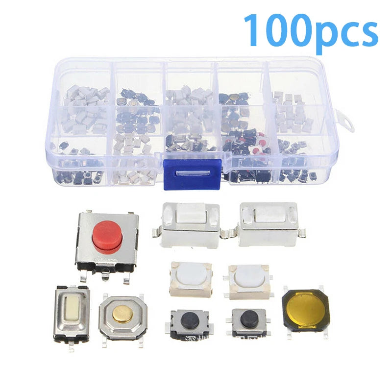 Durable Car Remote Control Button, 10 Different Types, 100/250 Pieces per Box, Ideal for Car Key Micro Switches Oasis Select A2