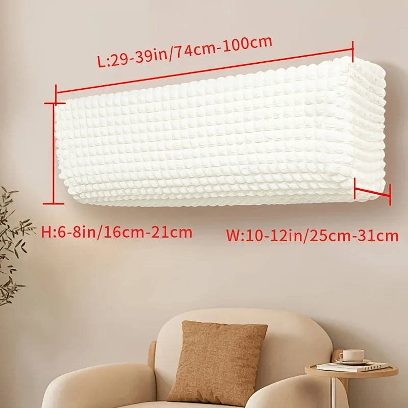 1pc All-Inclusive Wall Air Conditioner Dust Cover Washable Checkered Elastic Fabric Air Conditioner Cover Wear-Resistant Home Oasis Select