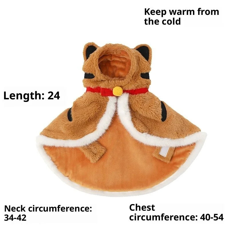 Tiger Cape, Winter Warmth and Fleece Vest for Cats and Dogs New Year's Festive Pet Clothes Oasis Select Within 5 kilograms
