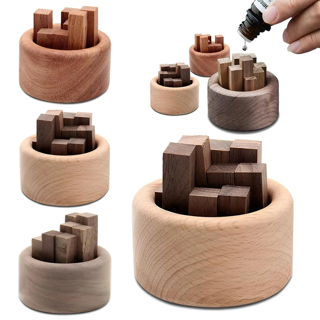 Wooden Essential Oil Diffuser Natural Car Air Freshener Aromatherapy Round Home Office Bedroom Decor Car Vent Fragrance Ornament Oasis Select