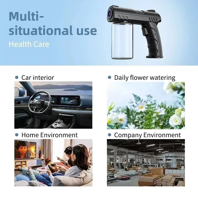 NEW Style 280ML Barber Sprayer Bottle Wireless Electric USB Nano Blue Light Steam Spray Gun Garden House Oasis Select