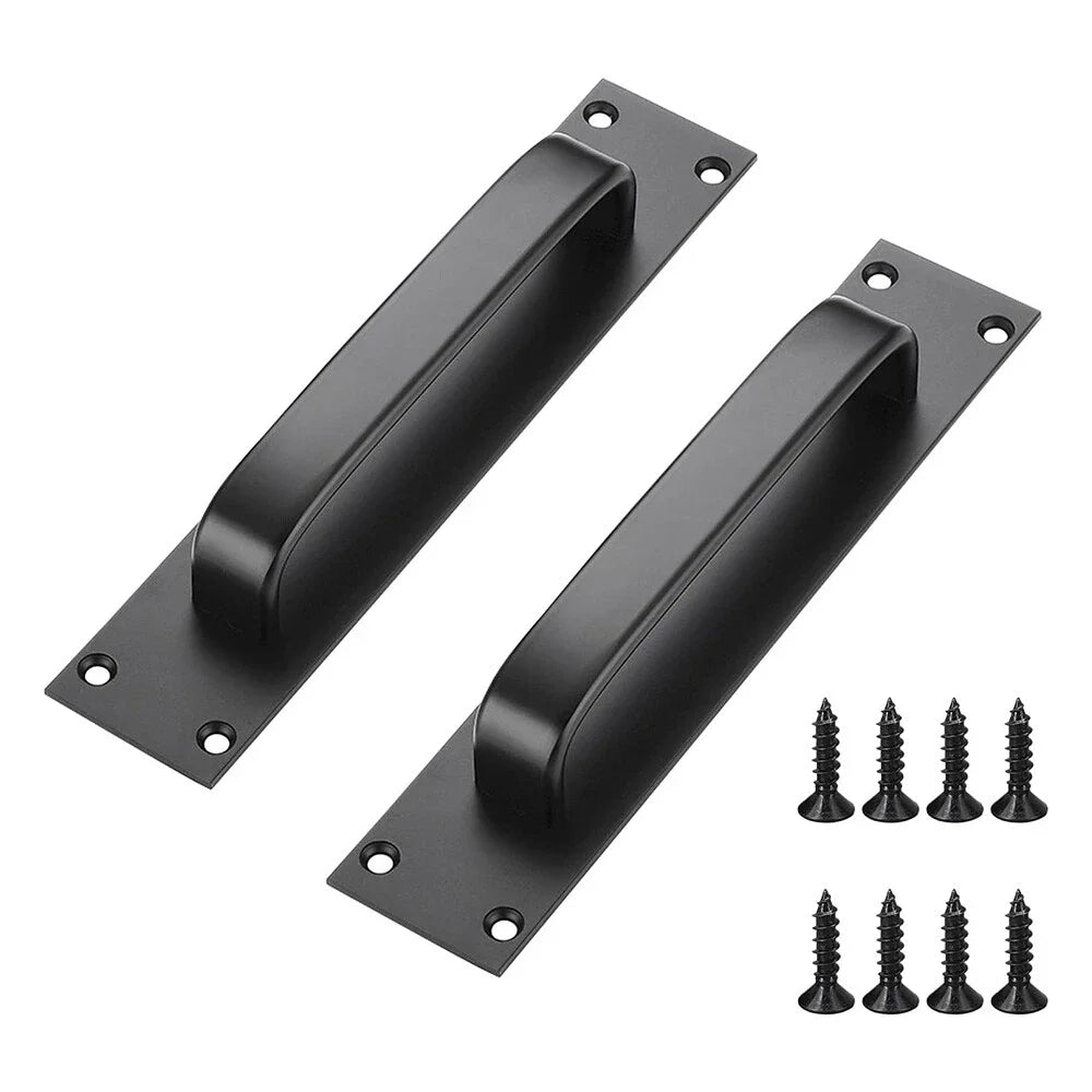 2-Pack 200mm Black Aluminium Barn Door Pull Handles | Sliding