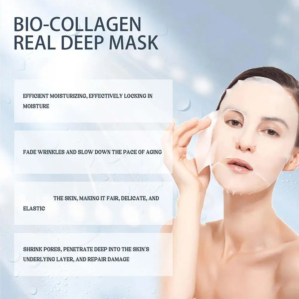 1PC Moisturizing Collagen Mask, Bio-Collagen Deep Rejuvenating Mask, Brightening Skin Collagen Films Peel Off Full Face Mask Oasis Select