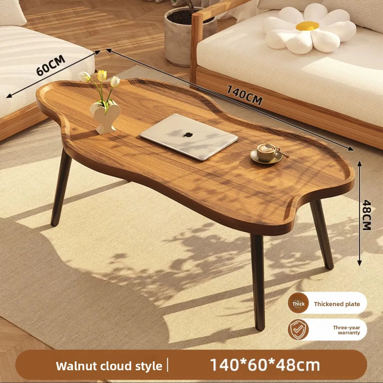 Multi-functional Cloud coffee table living room home sofa side table modern table sturdy and durable Oasis Select Walnut 140