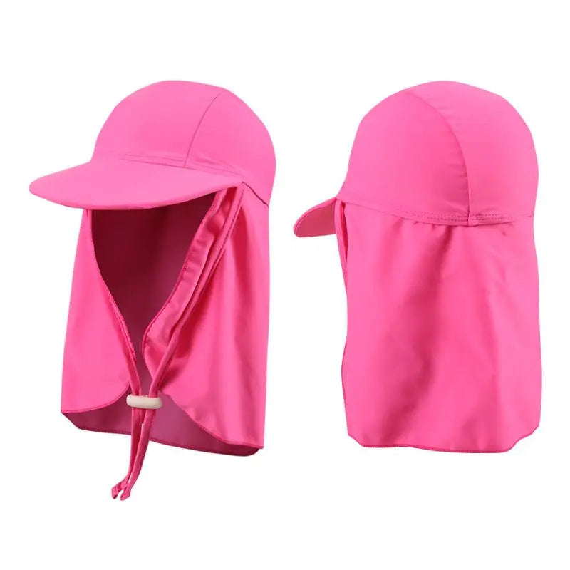 Multicolor Kids Anti-UV Sunscreen Hat Nylon Breathable Large Brimmed Hat Swimming Outdoor Ice Silk Hats Unisex Oasis Select Rose red